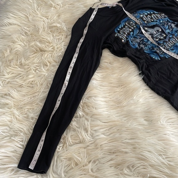 Bejeweled jewels & jeans black blue bedazzled long sleeve Tshirt sweater sz XL - Picture 12 of 16
